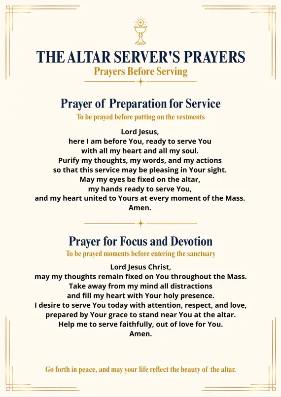 Prayers for Altar Servers